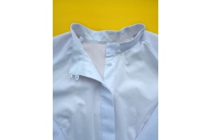 Сорочка жіноча під вишивку зі вставками канви, біла, довгий рукав, ворот стійка, розмір 50